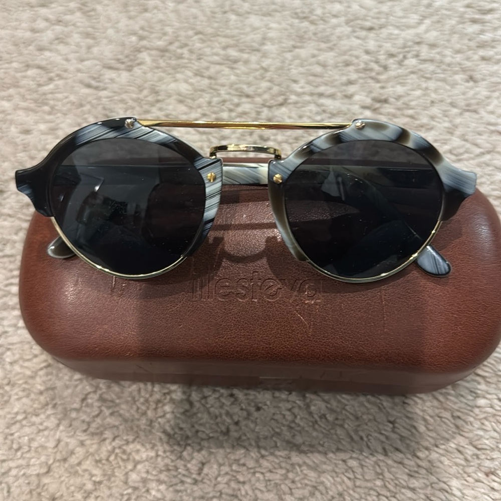 Illesteva Black and Gold Clubmaster Sunglasses